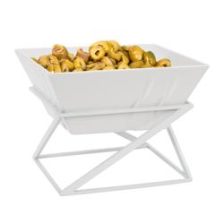 Etagere / Buffet Stand - White - square - Height: 175mm - incl. 1 Melamine bowl - Powder-coated stainless steel & Melamine