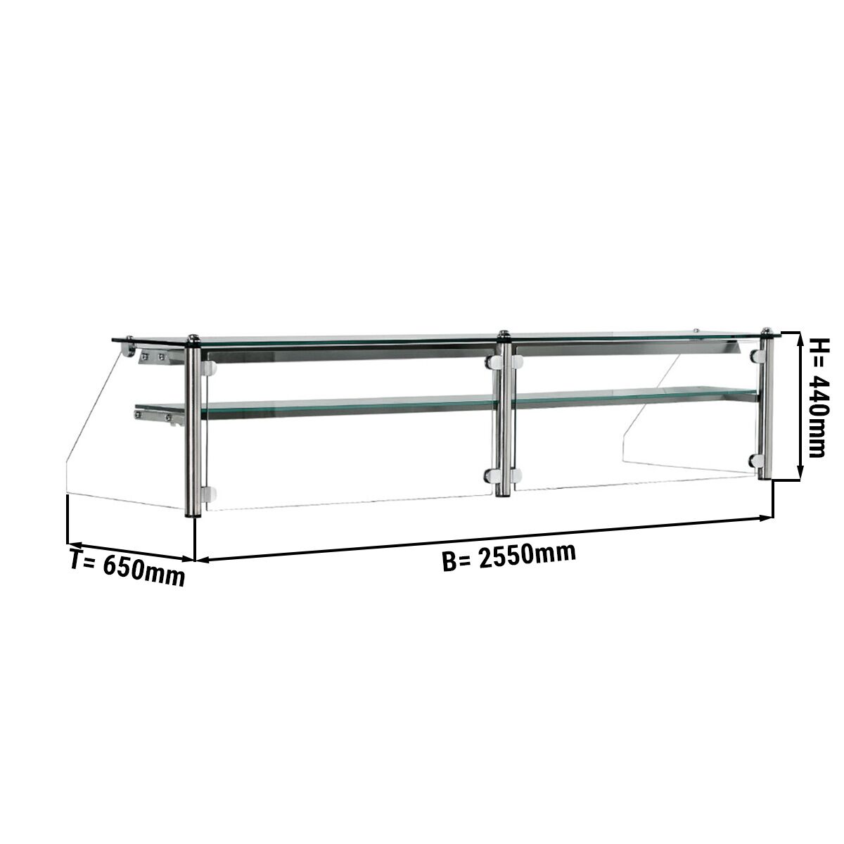 Szklana nadstawka z 1 półką - 2500 mm