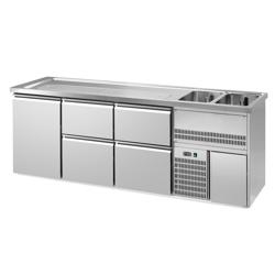Comptoir de bar réfrigéré Premium PLUS - 2500x700mm - 1 porte & 4 tiroirs	
