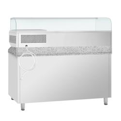Pizzawerkbank PREMIUM PLUS - 1738x800mm - met granieten werkblad - met 2 deuren - incl. glasvitrine - 7x GN 1/4