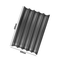 Baguette bakplaat - Aluminium - 643x419mm - anti-aanbaklaag (PTFE) - geperforeerd - met 5 holtes
