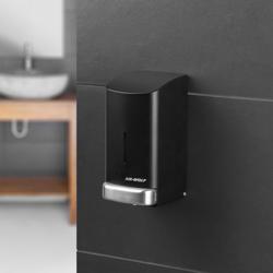AIR-WOLF | Distributore di sapone e disinfettante con pulsante - 800 ml - Acciaio inox - Nero