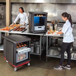 CAMBRO | CAM GOBOX® - EN 600x400 - صندوق التحميل امامي مع مجموعة من 2 قضبان من الفولاذ المقاوم للصدأ - أسود
