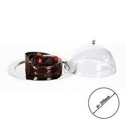 (4 piezas) bandeja de acero inoxidable con campana transparente - Ø 39 cm - pulido