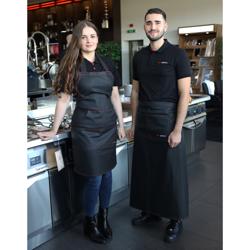 (2 Pezzi) Grembiule Bistro - Lungo - Jeans - Nero