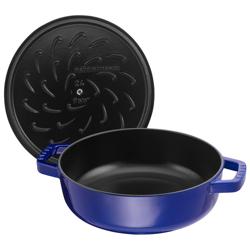 STAUB | Enameled Cast Iron Round Braiser – Ø28 cm - Dark Blue - Self-Basting Chistera Lid