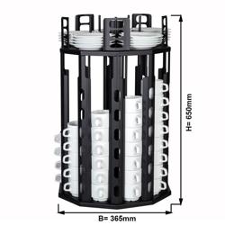 Rotating Buffet Saucer Dispenser / Holder – 100 saucers - Black - Powder-coated stainless steel