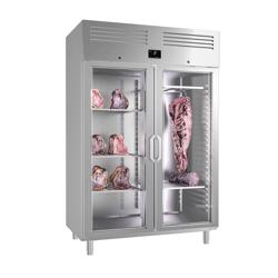 Dry Aging Húsérlelő szekrény 1,3 m - 2 üvegajtóval - Rozsdamentes acél