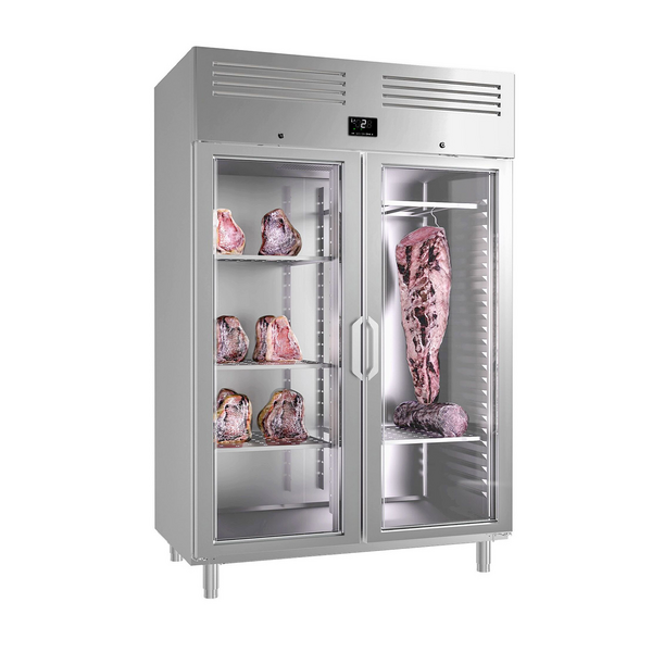 Dry Aging vleesrijpingskast - 1300mm - met 2 glazen deuren - Roestvrij staal