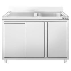 Mueble fregadero de acero Inox. con cubo de basura - 1,2 m - 1 fregadero a la derecha