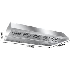 Commercial Ceiling-Mounted Extraction Canopy with Integral Fan - 1400mm - with External Speed Controller, Baffle Filters & LED Lights - 1300mm Deep