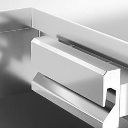 Stolik kasowy KOPENHAGEN - stal nierdzewna - 1240x700mm - lewa - Blat roboczy stalowy