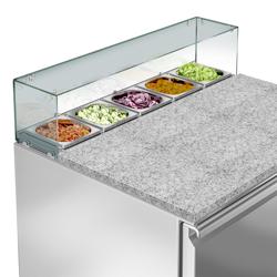 Saladette ECO - 900mm - 2 deuren - met rechte glazen opzetvitrine voor 5x GN 1/6