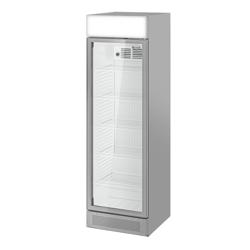Frigorífico expositor de bebidas - 595mm - 358L - design sem moldura - com 1 porta de vidro & painel publicitário iluminado - com indicação/painel digital de temperatura - Cinzento