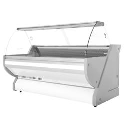 Koeltoonbank - 2515x1150mm - 500 liter - kleur wit - gebogen ruit - granieten werkblad