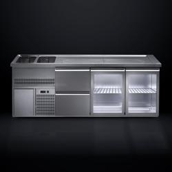 منضدة البار PREMIUM PLUS - 2500x700mm - 2 أبواب زجاجية & 2 أدراج