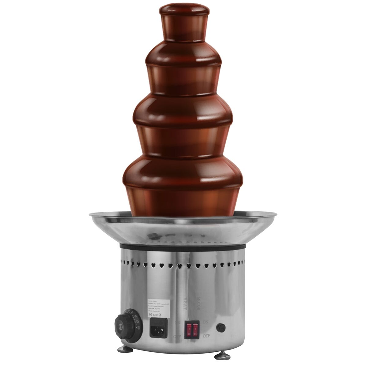 Fontaine à chocolat PROFESSIONNELLE - Inox - 4 étages - Capacité 5kg - Hauteur 600mm - 230W