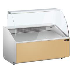 Banco gastronomia professionale - 1256x979mm - 262 L - Vetro dritto - Pannello frontale Beige