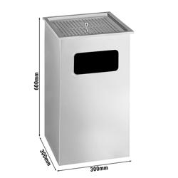 Kosz na śmieci z popielniczką - 300x300x600mm - stal nierdzewna