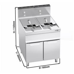 Dubbele gasfriteuse - 20+20 liter - 35 kW - indirect verwarmd - mechanische bediening - met aftapkraan
