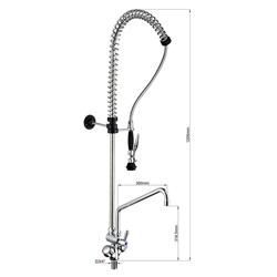 Monobloc pre-rinse spray unit 2000 - wall-mounted - with swivel spout, flexible hose & wall bracket included