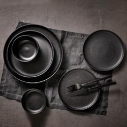 (6 pcs) UNIVERSE | Plate - flat - Porcelain - Ø190mm - Black