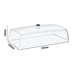 Coperchio per vassoio per Contenitore GN - GN 1/2 - Policarbonato - 274x335mm - Altezza: 145mm - trasparente, antiurto, lavabile in lavastoviglie, paraschizzi/parafiato