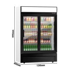 Frigo per bibite - 880 litri - con 2 porte scorrevoli in vetro e display pubblicitario