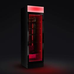 Dryckeskyl – 345 liter – ramlös design – med 1 glasdörr & färgad LED-belysning – För UK