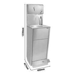 Handwasbak | Wasstation - Roestvrij staal - met voetbediening, papier- & zeepdispenser