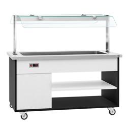 Commercial Mobile Heated Buffet Trolley – 4x GN 1/1 - 1600 mm - 30–90 °C - LED Sneeze Guard