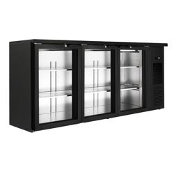 Arrière-bar réfrigéré professionnel  Premium PLUS - 1989 x 528 mm - 410 litres - avec 3 portes battantes en verre