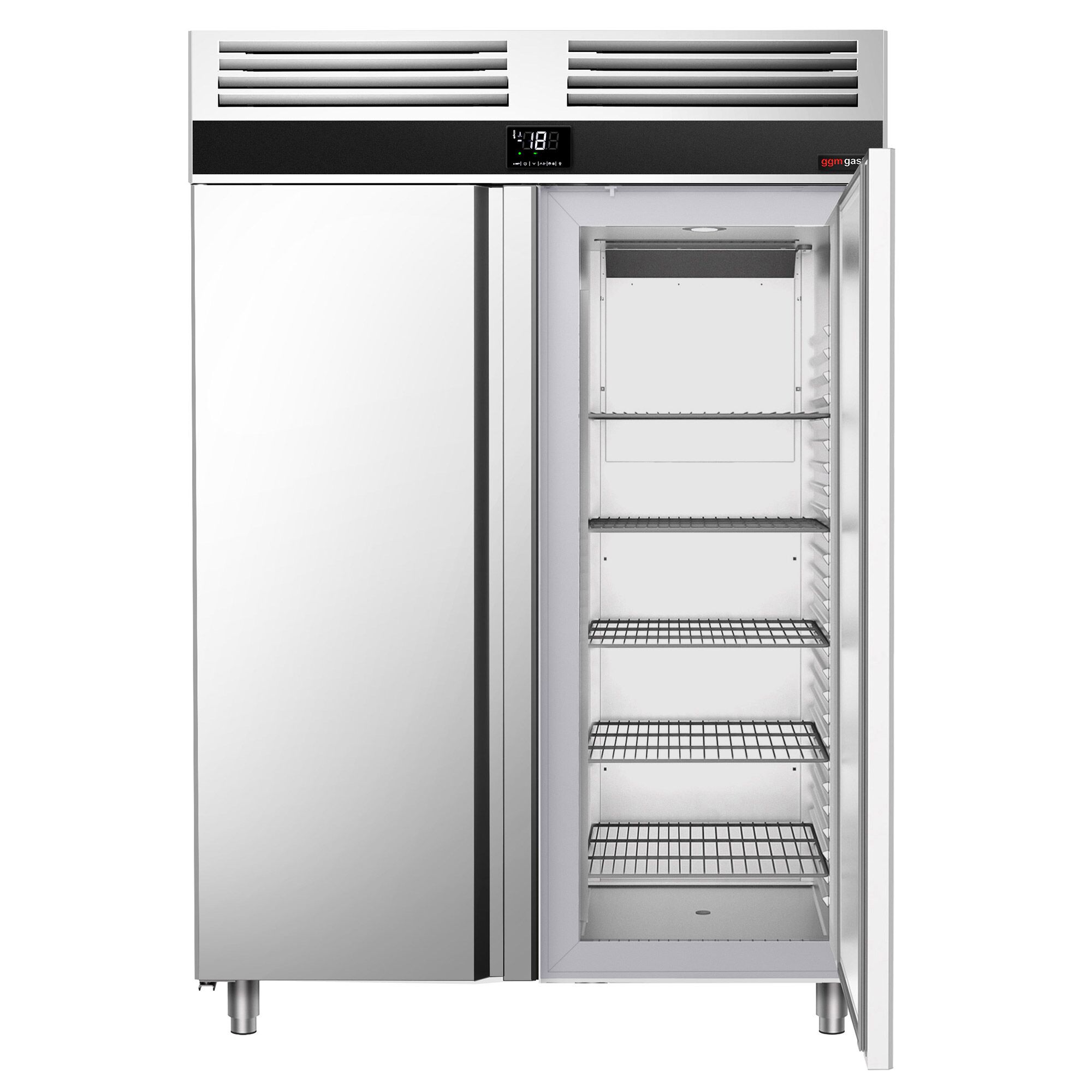 Armoire réfrigérée négative Inox AISI 430 PREMIUM - GN 2/1 - 1400 L - avec 2 portes & 8 grilles