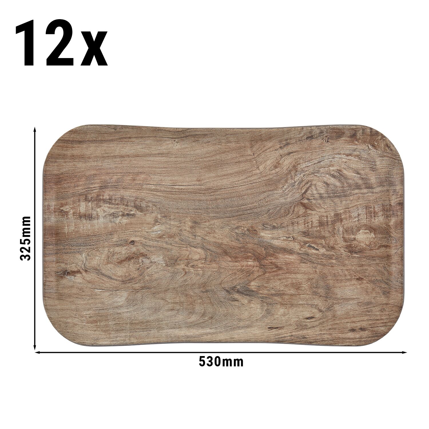 (12 pieces) CAMBRO | CENTURY™ Fibreglass Serving Tray – GN 1/1 530×325 mm – Light Olive Wood Effect
