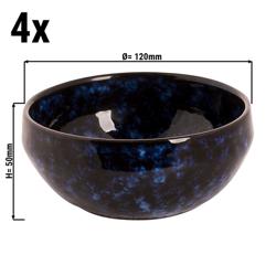 (4 st) Skål - BAMA BLUE - Stengods - Ø 120 mm - blå
