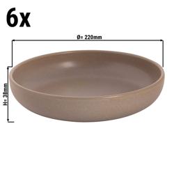 (6 pcs) SANDY LOAM | Deep Plate - Stoneware - Ø220mm - Grey