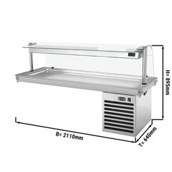 Drop-in gekoeld bovenblad - 2100mm - +2 tot +8°C - 6x GN 1/1 - 700W - met glazen hoestscherm