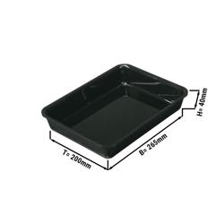 Tavă dreptunghiulară de prezentare - Negru - Fără BPA - 265 x 200 x 40 mm | Tavă pentru carne | Tavă de expunere | Tavă de amestecare | Tavă pentru alimente | Tavă | Tavă de preparare