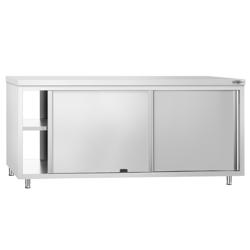 Table armoire en acier inoxydable PREMIUM - 2000x700mm - avec portes coulissantes - passe-plats