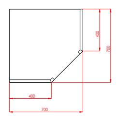 Narożna szafka wisząca naścienna ze stali nierdzewnej - 700x400 mm - z drzwiami na zawiasach- wysokość: 650 mm