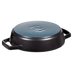 STAUB| Round Enameled Cast Iron Skillet with Twin Side Handles – Ø 20 cm - Black, No Pour Spout