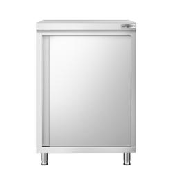 Table armoire en acier inoxydable PREMIUM - 600x600mm - avec porte battante