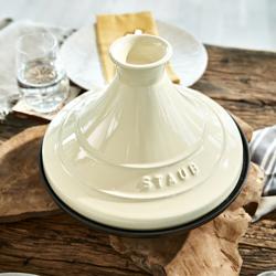 STAUB | Cast Iron Tajine – Ø 28 cm - Cream - Matte Black Interior, Oven to 260°C
