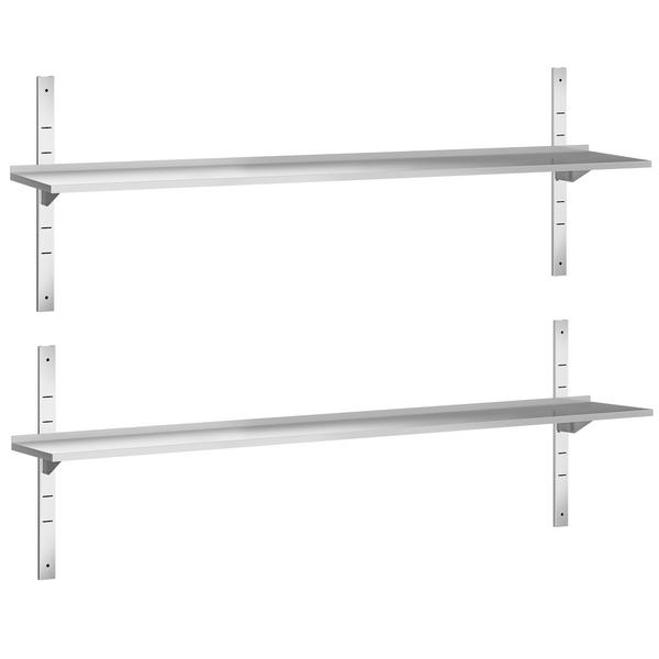 Paslanmaz Duvar Rafı PREMIUM - 2000x300mm - 2 katlı