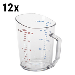 (12 piezas) CAMBRO | Vaso medidor de policarbonato Camwear® con escala medidora - 1 litro - transparente