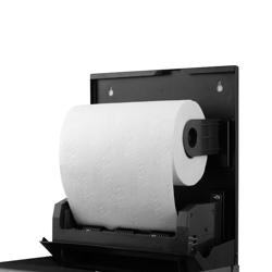 Commercial Washroom Touchless Paper Towel Dispenser – Stainless Steel - Black - Battery Operated - 19–21 cm Rolls