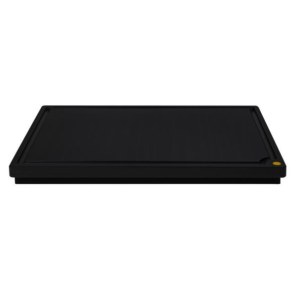 Prkénko na krájení - 325x265 mm - Tloušťka: 20 mm - HACCP vyhovuje - Polyetylen (PE) - černá - s drážkou na šťávu - vhodné do myčky