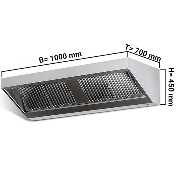 Duvar davlumbazı - 1000mm- filtreli ve lambalı