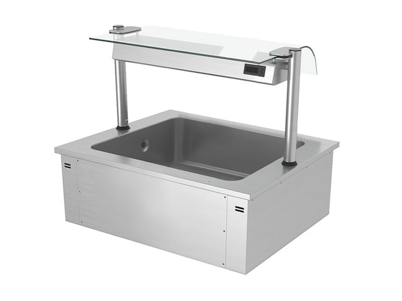 Integrated Drop-in Ice Well - 810mm - 2x GN 1/1 - 90L - with Glass Sneeze Guard