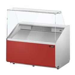 Comptoir vitrine réfrigérée - 944x979mm - +2/+6°C - 200L - Façade rouge RAL3003 - Côtés gris foncé